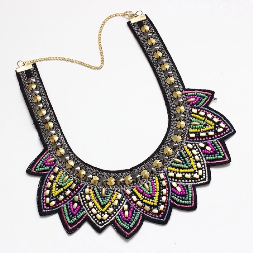 Vintage Bib Maxi Gypsy Ethnic Necklace Jewelry